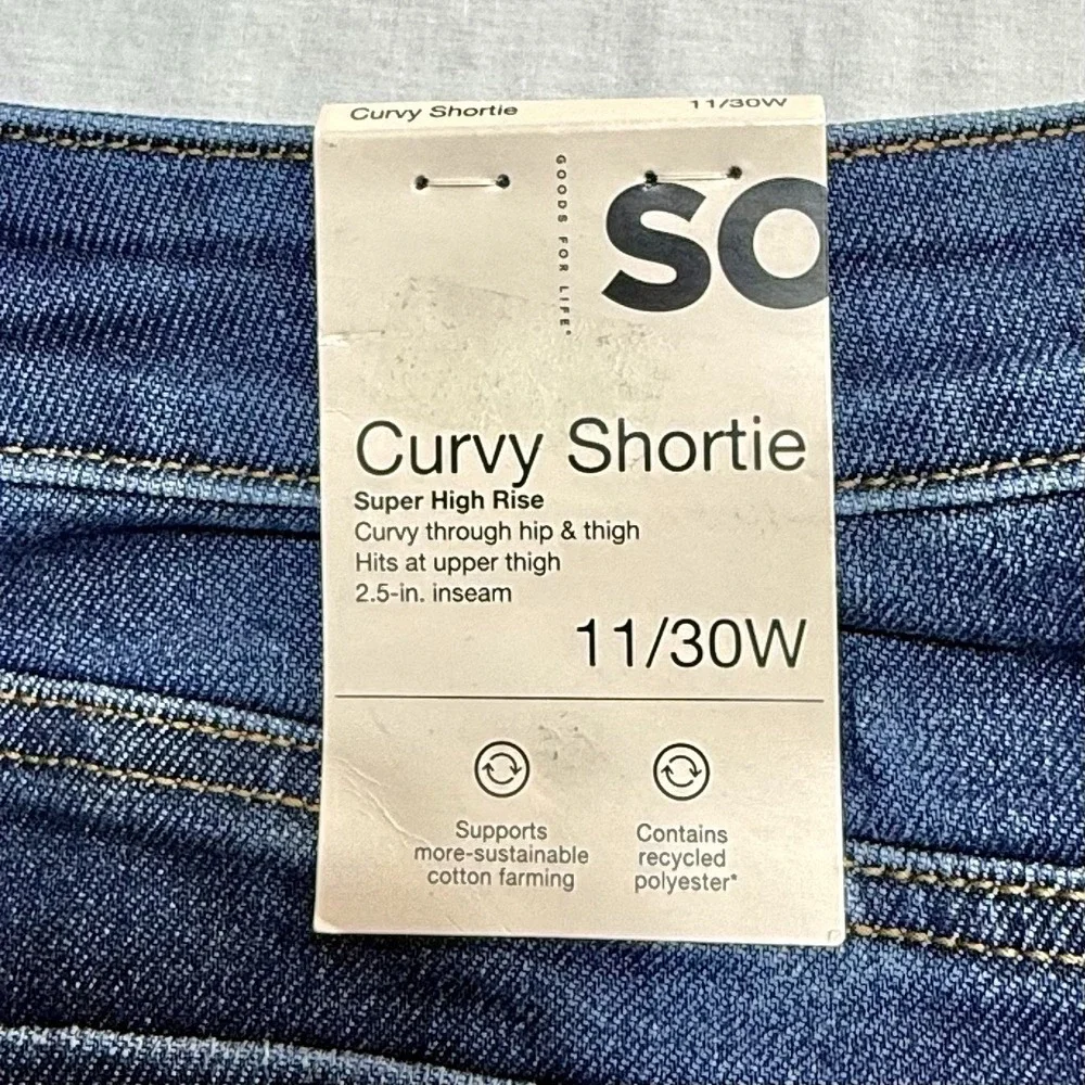 SO Women's Super High Rise Curvy Shortie Shorts Repreve Blue‎ Size 11/30W  NWT